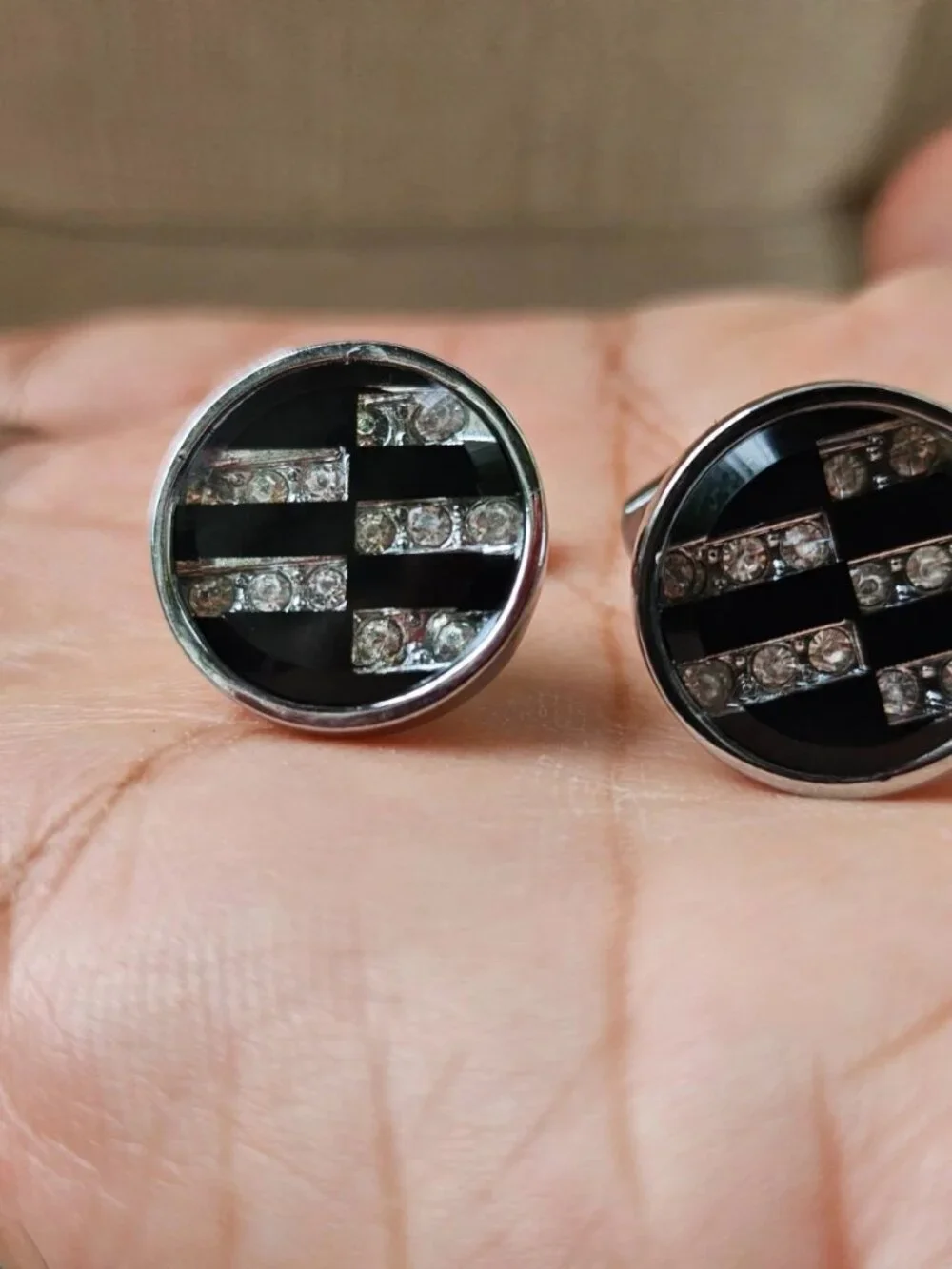 Father Day Gift Cuff lInks Silver/Black Tone Fashion Men Jewelry Round Shape New